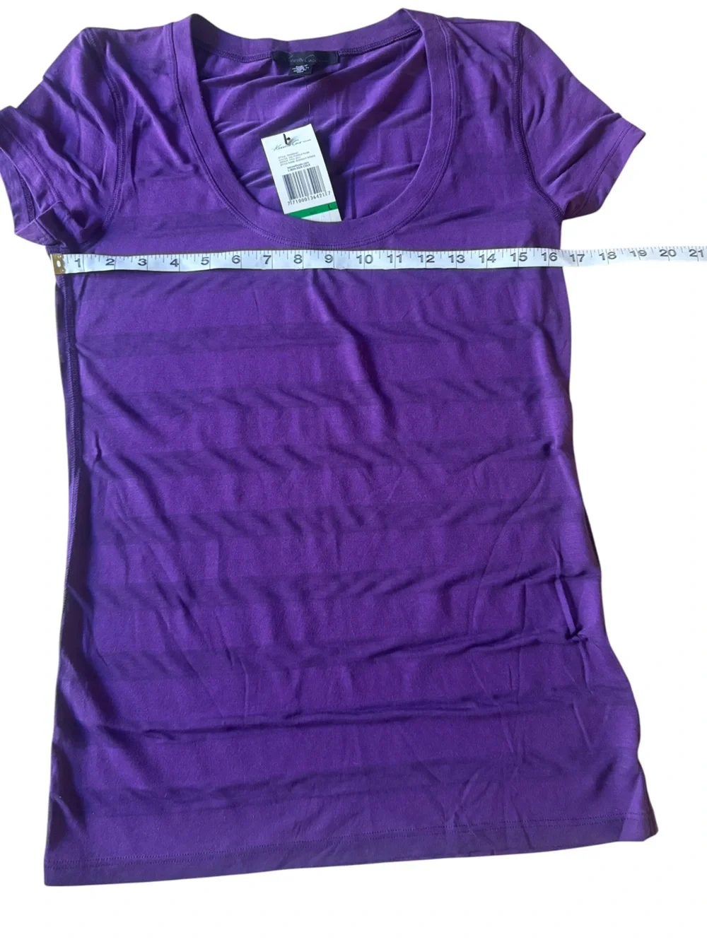 Kenneth Cole Purple Striped Scoop Neck Short Sleeve Top